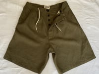 Image 7 of ORBAL WIDE SHORTS in Khaki Olive linen £185.00