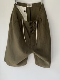 Image 10 of ORBAL WIDE SHORTS in Khaki Olive linen £185.00