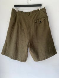 Image 12 of ORBAL WIDE SHORTS in Khaki Olive linen £185.00