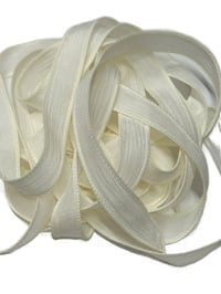 Image 6 of 1PC. BUTTER CREAM 42" Hand Dyed Finished Edge Silk Wrist Wrap Bracelet/Jewelry/Craft Ribbons