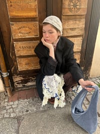 Image 1 of Lace triangle scarf ivory 
