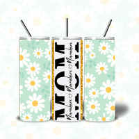 MOM TUMBLER - MONOGRAM - DAISYS W/ NAMES