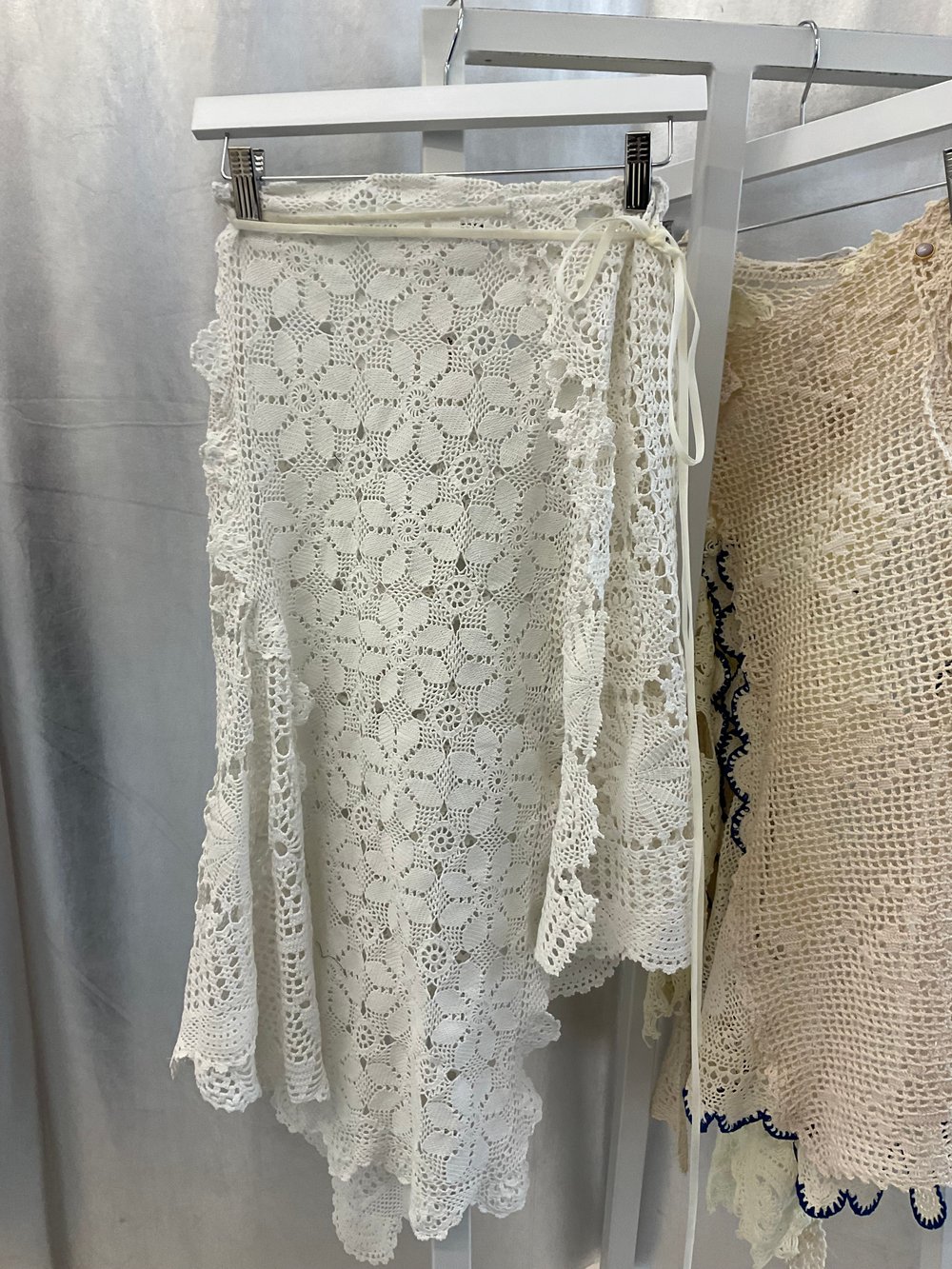 Vintage lace crochet wrap skirt