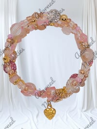 Image 2 of ANA826148 - Soft Pink & Champagne Memory Wire Bracelet Set