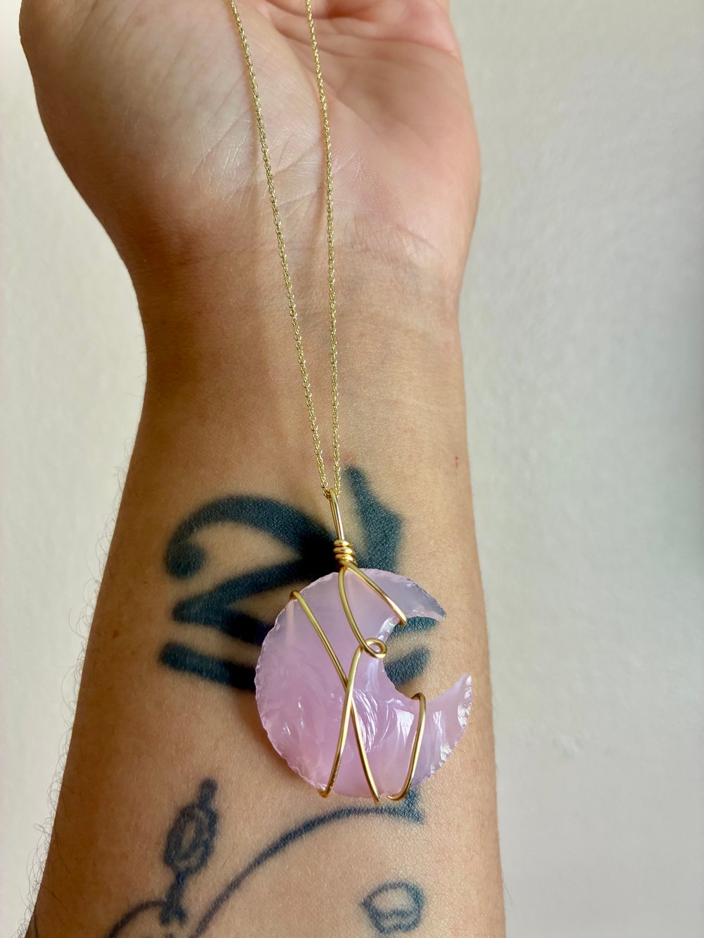 Image of 🌙Rose Quartz Crescent Moon🌙