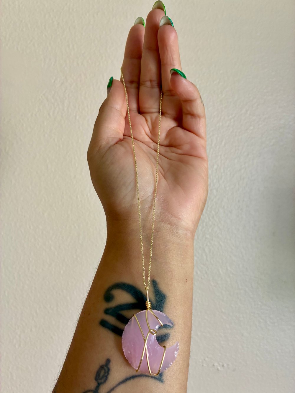 Image of 🌙Rose Quartz Crescent Moon🌙