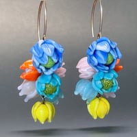 Spring Flowers: One of a Kind Earrings. Ready to Ship.
