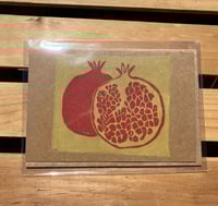 Image 3 of POMEGRANATE BLOCK PRINTED GREETING CARD