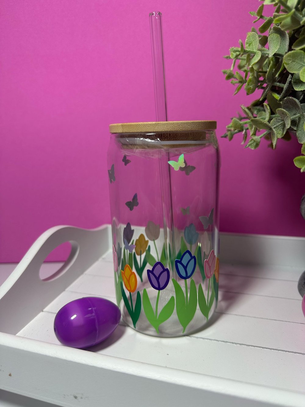 Image of 'Tulips & Butterflies'     Libbey Glass