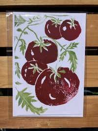 Image 1 of JUICY TOMATO BLOCK PRINTED GREETING CARD