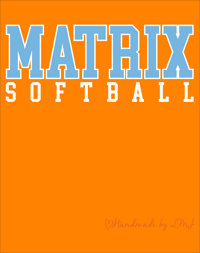 Image 1 of Matrix Softball Collegiate on orange tee