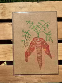 Image 2 of CARROT BLOCK PRINTED GREETING CARD