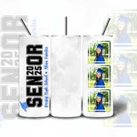 Image 1 of GRAD TUMBLER- SENIOR 2025 - 3 PHOTOS W/ GRAD SCHOOL&NAME