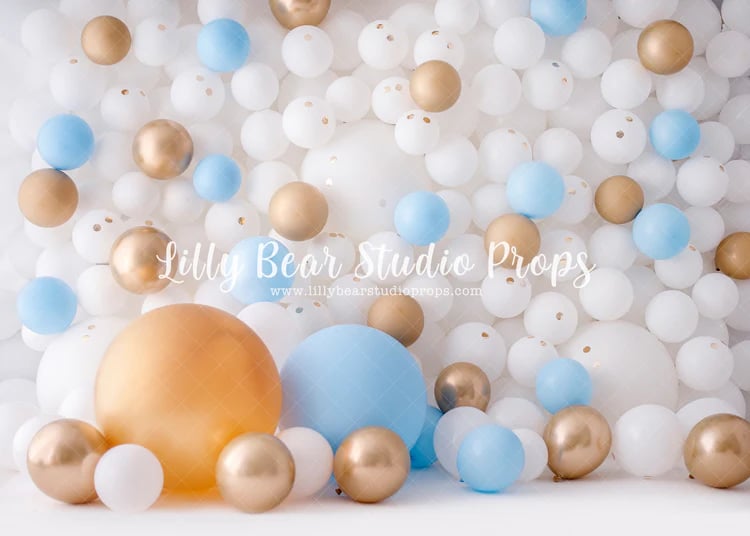 Image of Balloon Wall White Gold & Blue
