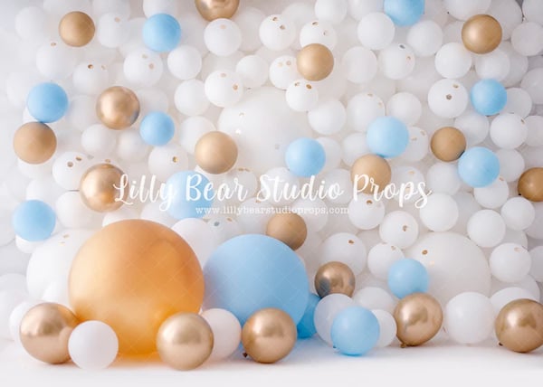 Image of Balloon Wall White Gold & Blue