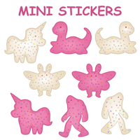 Image 1 of Cryptid Cookies! Set of 8 Mini Stickers (1"ish each)