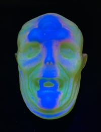 Image 3 of “Crybaby" 3/4 Head Wall Hanger- Baby Blue, Pink and Translucent Yellow w/Blue UV/Blue and Grn Glow