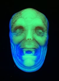 Image 3 of “Crybaby" 1/2 Head Wall Hanger- Red, White and Blue w/Green and Blue UV/Green Glow