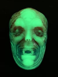 Image 4 of “Crybaby" 1/2 Head Wall Hanger- Red, White and Blue w/Green and Blue UV/Green Glow