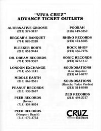 Image 2 of THE VIVA CRUZ PARTY I @ The Whisky-A-Go-Go, 8/2/90 → two-sided punk flyer