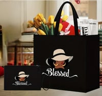 Image 1 of Blessed Tote and Cosmetic Bag Set