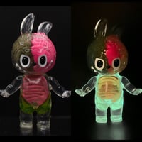 Image 1 of 1/2 Pink & Green Brain Anatomical Glow in the Dark KewBuBu Resin Figure