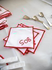 Image 3 of Hand Embroidered SOB Cocktail Napkins (Set of 4)