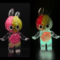 Image 1 of 1/2 Pink & Lime Green Brain Anatomical Glow in the Dark KewBuBu Resin Figure