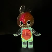 Image 3 of 1/2 Pink & Lime Green Brain Anatomical Glow in the Dark KewBuBu Resin Figure