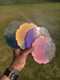 Image 2 of Down to Earth Resin Coasters with Gold Flakes Set of 4