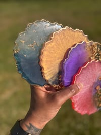 Image 3 of Down to Earth Resin Coasters with Gold Flakes Set of 4