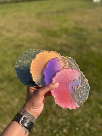 Image 1 of Down to Earth Resin Coasters with Gold Flakes Set of 4