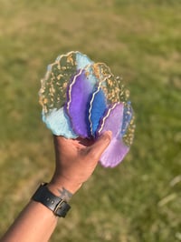 Image 2 of Violet Vibes Resin Coasters with Gold Flakes Set of 4