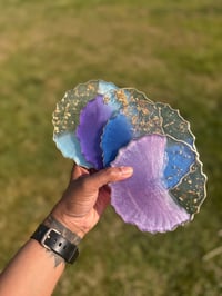 Image 3 of Violet Vibes Resin Coasters with Gold Flakes Set of 4