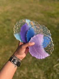 Image 1 of Violet Vibes Resin Coasters with Gold Flakes Set of 4