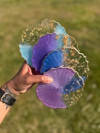 Image 4 of Violet Vibes Resin Coasters with Gold Flakes Set of 4