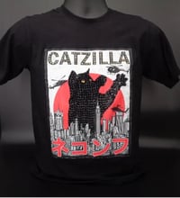 Image 1 of Child size Catzilla T shirt 2, custom rhinestone cat (size XS)