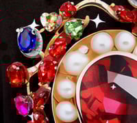 Image 6 of Giantgem - Multicoloured Heavily jewelled Ruby heart T shirt