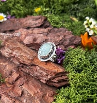 Image 1 of Natural aqua kyanite and leaves ring size 6