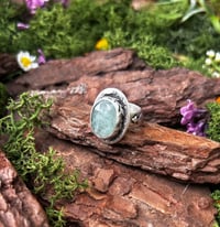 Image 2 of Natural aqua kyanite and leaves ring size 6