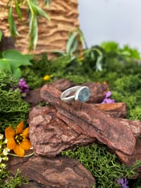 Image 2 of Natural sea aqua kyanite ring.  Signed. Size 7