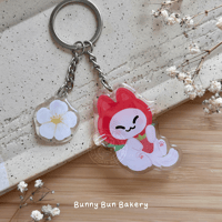 Image 2 of Strawberry Cat + Ribbon Lanyard