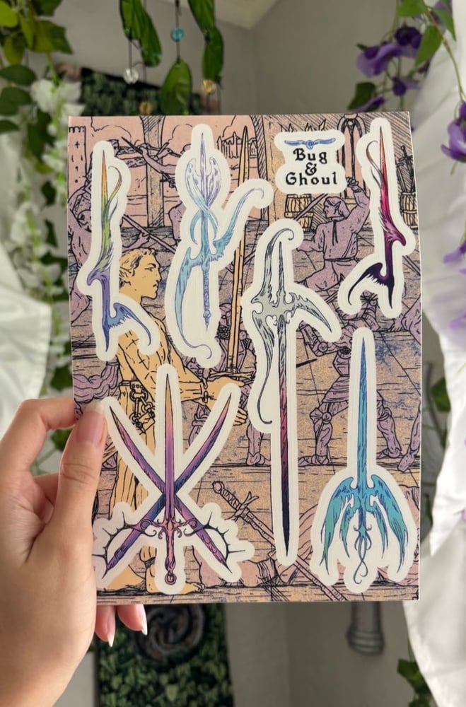 Image of Angelic weapons sticker sheet 