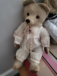 Image 1 of Vintage 1920s Mohair Bear in Romper