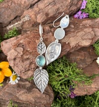 Image 2 of Kyanite 2  leaves earrings, signed