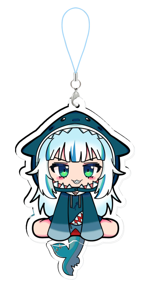 Image of Gura tail wagging acrylic keychain