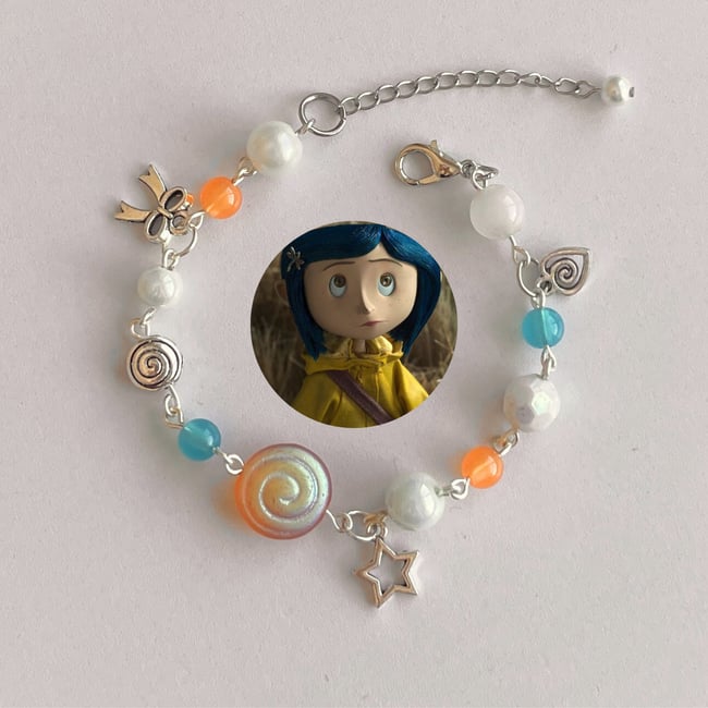 blue orange coraline charm bracelet