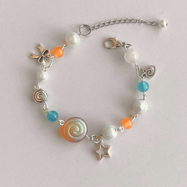 blue orange coraline charm bracelet