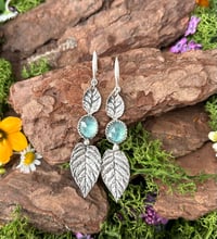 Image 1 of Kyanite 2  leaves earrings, signed