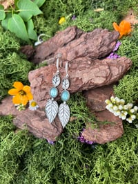 Image 3 of Kyanite 2  leaves earrings, signed